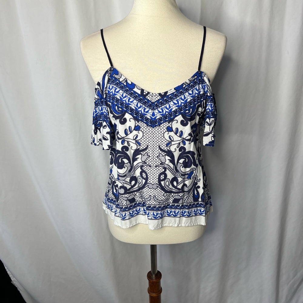 🌊 VENUS Blue & White Boho Print Camisole Top | Size M